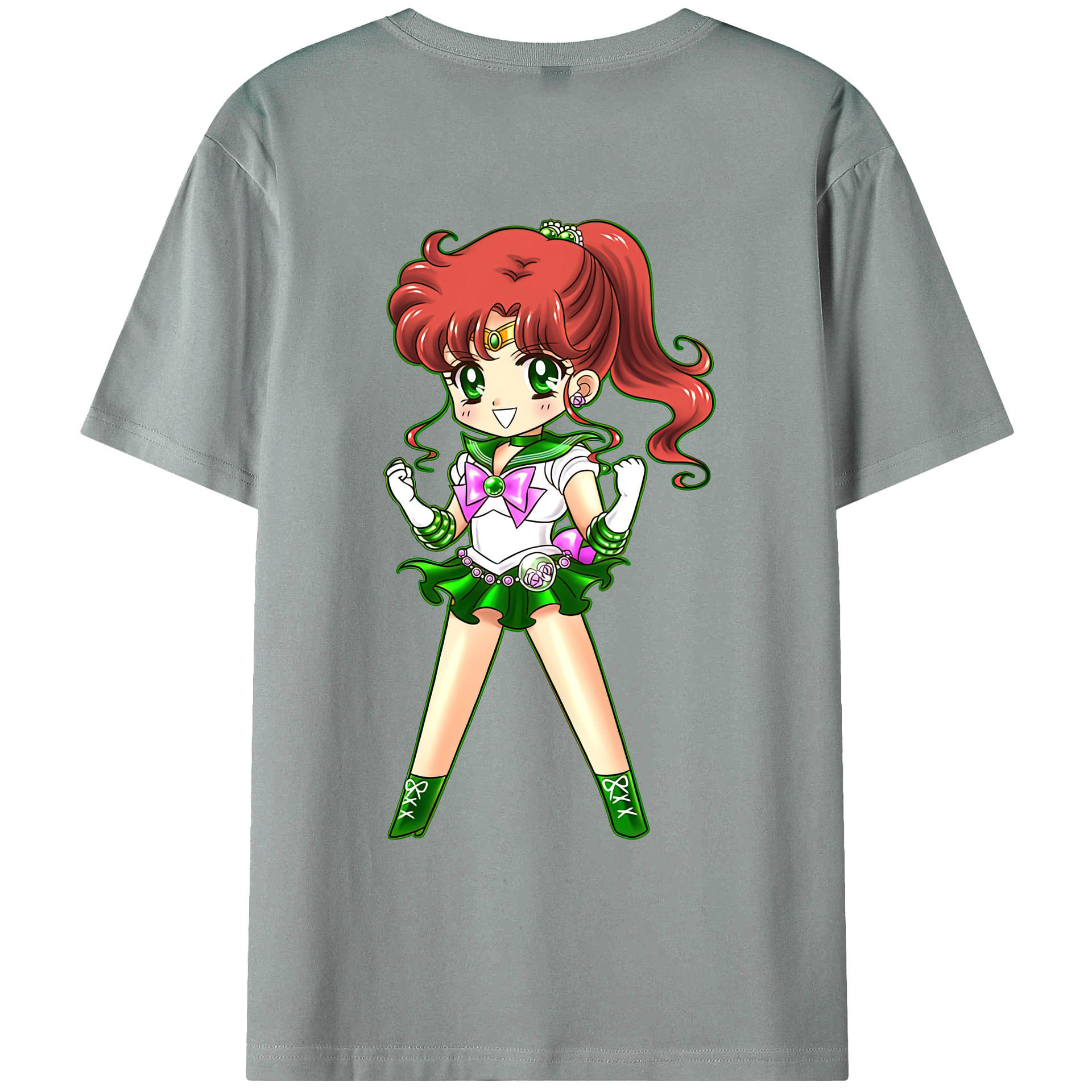 （画像用） 美少女戦士セーラームーン 木野 まこと きの まこと Sailor Moon Kino Makoto （セーラージュピター；Sailor Jupiter） 綿100％ メンズ半袖Tシャツ（バックプリント） 通気性